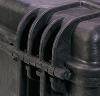 close up of explorer 3005 cases Corrosion Proof Metal Hinges with Lid Stay Features