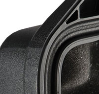 close up of black peli case with watertight O-Ring Gasket