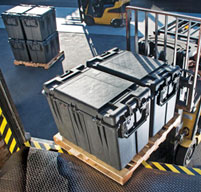 two 0500 cases on a pallet being moved by a fork lift truck