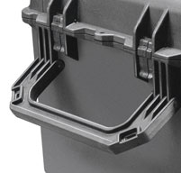 close up of Peli 1690 transport case Large 2-person fold down handles