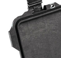 a close up of a black Peli 1470 laptop cases O-ring seal