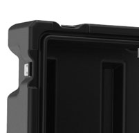 Close up of peli hardigg classic v 7u rack mount cases 2-inch front lid, 5-inch rear lid