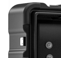 Close up of peli hardigg super v 3u rack mount cases 2-inch front lid, 5-inch rear lid