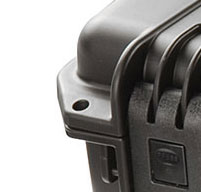 a close up of a Peli iM2370CC1 Storm Laptop Case Two Padlockable Hasps