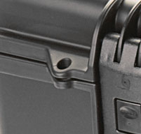 a close up of a peli storm im3075 cases Two Padlockable Hasps