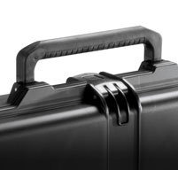 close up of a peli storm im3410 cases Extra-wide Rubberised Handle