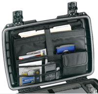 a close up of a Peli iM2370CC1 Storm Laptop Case Lid Organiser for Documents and Accessories